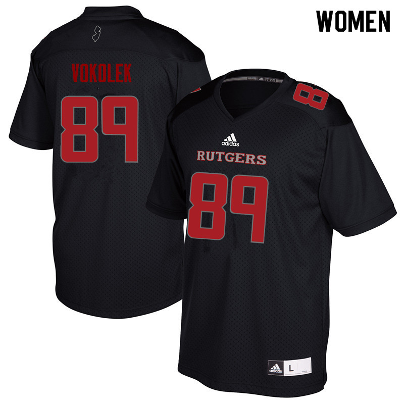 Women #89 Travis Vokolek Rutgers Scarlet Knights College Football Jerseys Sale-Black